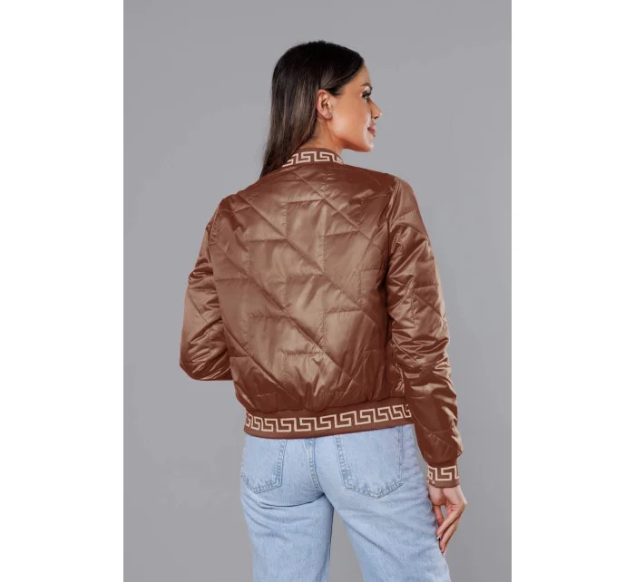 Dámska bunda typu "bomber" v karamelovej farbe (B8123-14) Dámska bunda typu "bomber" v karamelovej farbe (B8123-14)
