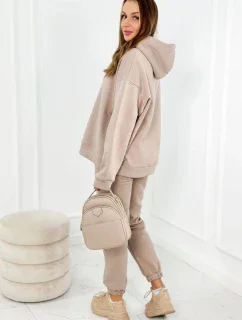 Bavlnená súprava s vyšívaným nápisom Paradise tmavo béžová