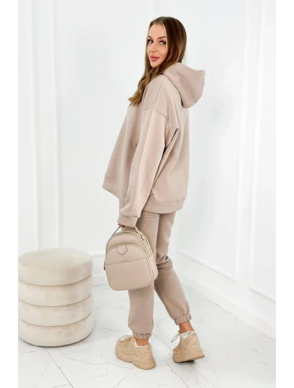 Bavlněná souprava s vyšívaným nápisem Paradise tmavě béžová Bavlněná souprava s vyšívaným nápisem Paradise tmavě béžová