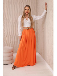 Viskózová sukně s ozdobným páskem pomeranč