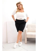 Dámské bavlněné šortky Plus Size s páskem černý