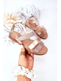 Dziecięce Błyszczące Sandały Różowe Złoto Natalie