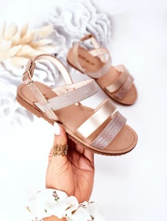 Dětské Lesklé Sandály Růžové Zlato Natalie