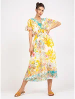 Šaty DHJ SK 15967 1.01P biela a žltá