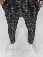 Pánske čierne kockované chino nohavice Dstreet UX3968