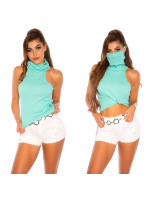 Trendy turtle neck top with integrated mask