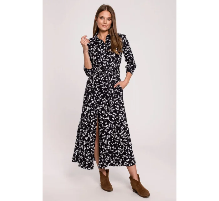 Dámske šaty K117 Model 1 Čierna s bielou - Makover