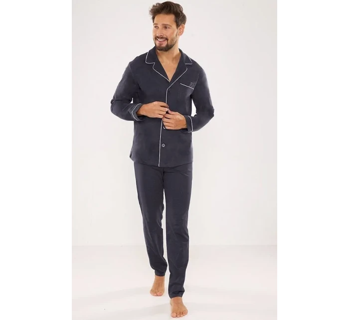 Pánské rozepínací pyžamo 729 model 19713205 dł/r M2XL - De Lafense Pánské rozepínací pyžamo 729 model 19713205 dł/r M2XL - De Lafense