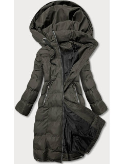 Dlhšia dámska zimná bunda v army farbe (5M736-136)