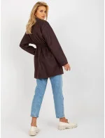 Tmavě hnědý tenký dámský kabát sako model 20840809 - Factory Price Tmavě hnědý tenký dámský kabát sako model 20840809 - Factory Price