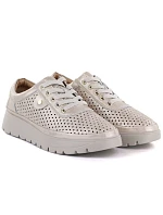 Dámske zlaté ažurové kožené poltopánky Vinceza 79629