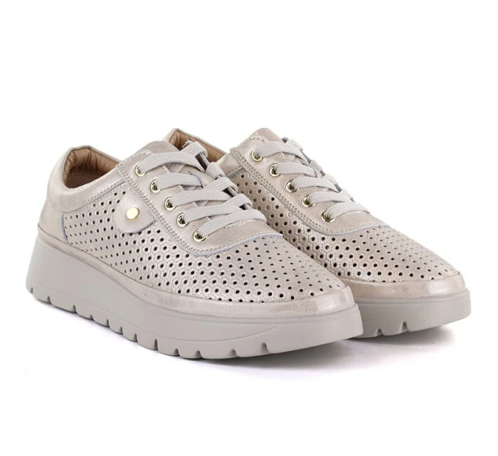 Dámske zlaté ažurové kožené poltopánky Vinceza 79629