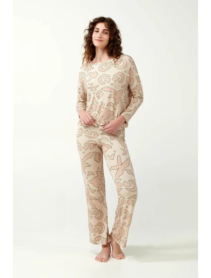 Vamp - Béžové pyžamo s potlačou 21093 - Vamp Vamp - Béžové pyžamo s potlačou 21093 - Vamp