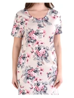 Dámska nočná košeľa 351/024 béžová s kvetmi - Karol