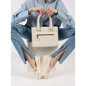 Luxusní  mokasíny zlaté dámské na klínku