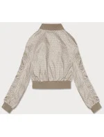Krátka béžová dámska bunda typu bomber (AG3-2206)