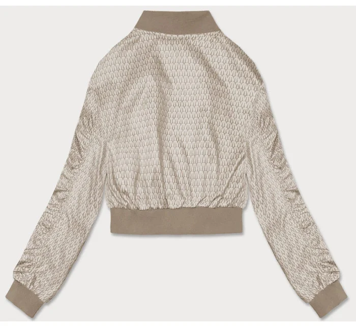 Krátka béžová dámska bunda typu bomber (AG3-2206)