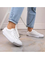 Rieker W RKR642 biele kožené ažurové topánky