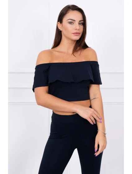 Súprava s volánikovým lemom námornícka modrá