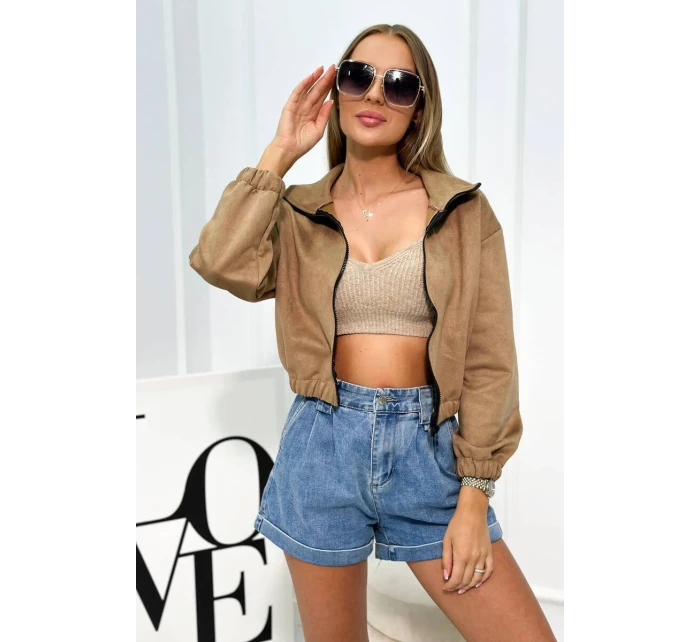 Semišová mikina na zips béžový Semišová mikina na zips béžový