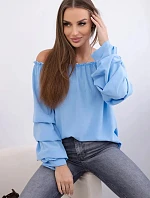 Španielska blúzka s ozdobnými rukávmi modrá