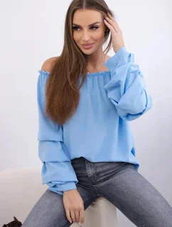 Španělská halenka s ozdobnými rukávy modrý