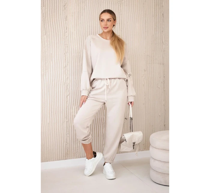 Viskózový komplet teplákové + kalhoty světle béžová