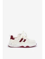 Sneakersy Dziecięce Na Platformie Beżowo-Bordowe Grellio Sneakersy Dziecięce Na Platformie Beżowo-Bordowe Grellio