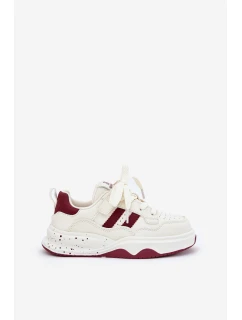 Sneakersy Dziecięce Na Platformie Beżowo-Bordowe Grellio