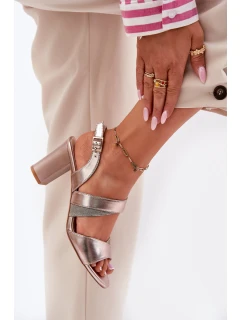 Dámské Sandály Na Podpatku model 21694638 Růžové Zlato - SERGIO LEONE
