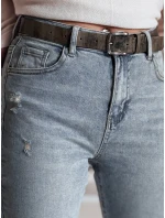 Dámské džínové kalhoty slim fit s páskem modré Dstreet model 21984669 - FashionStreet