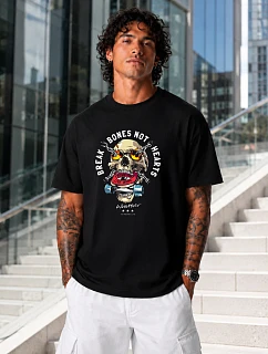 Tshirt męski z nadrukiem oversize bawełniany czarny model 22208766 - FashionStreet
