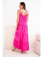 Dámské viskózové šaty na model 22141210 ramínkách fuchsiová - K-Fashion