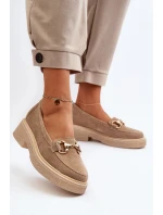 model 21652511 Semišové Dámské Mokasíny S Ozdobou Beige - Zazoo
