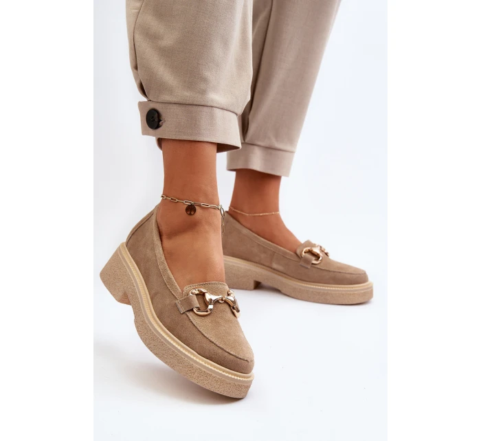 model 21652511 Semišové Dámské Mokasíny S Ozdobou Beige - Zazoo