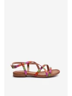 Płaskie Skórzane Sandały Damskie Maciejka 06635-39 Multikolor