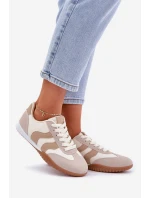 Klasyczne Sneakersy Damskie Z Eko Skóry Beżowe Maretina