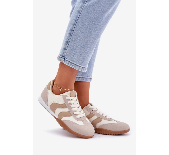 Klasyczne Sneakersy Damskie Z Eko Skóry Beżowe Maretina