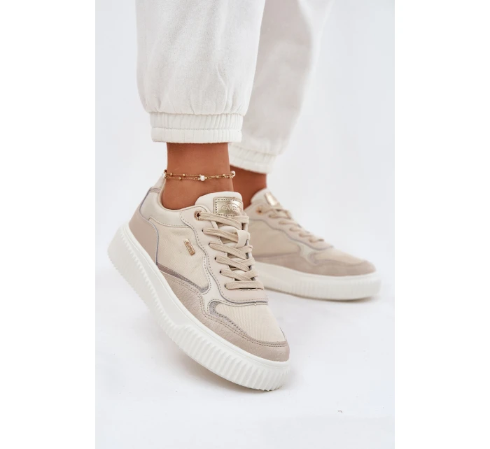 Dámské Kožené Tenisky Na Platformě Béžové model 21697059 - EVENTO