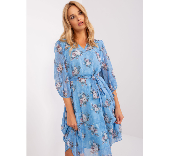 Modré oversize šaty s kvetinovou potlačou
