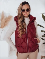 Dámská prošívaná vesta s kapucí vínová Dstreet model 21990896 - FashionStreet