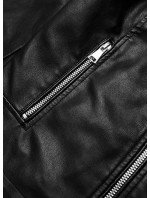 Klasická čierna bunda ramoneska so stojačikom (11Z8033)