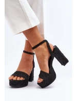 Džínové sandály na podpatku černé model 21649730 - Boto