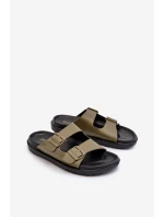 Lekkie Klapki Męskie Z Klamrami Big Star NN174592 Ciemnozielone