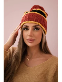 Dámska čiapka Kinga K297 červená+horčicová+čierna