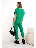 Súprava bavlnená blúzka + nohavice zelená