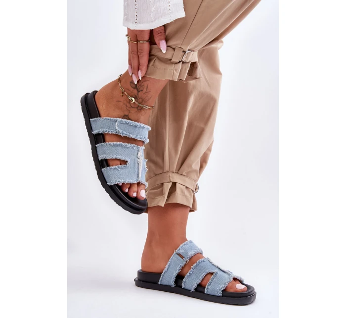 Dámské látkové sandály na zip Modrý model 21628635 - Boto Dámské látkové sandály na zip Modrý model 21628635 - Boto