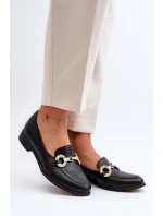 model 21646261 Dámské Mokasíny Kožené S Ozdobou Černé - Zazoo