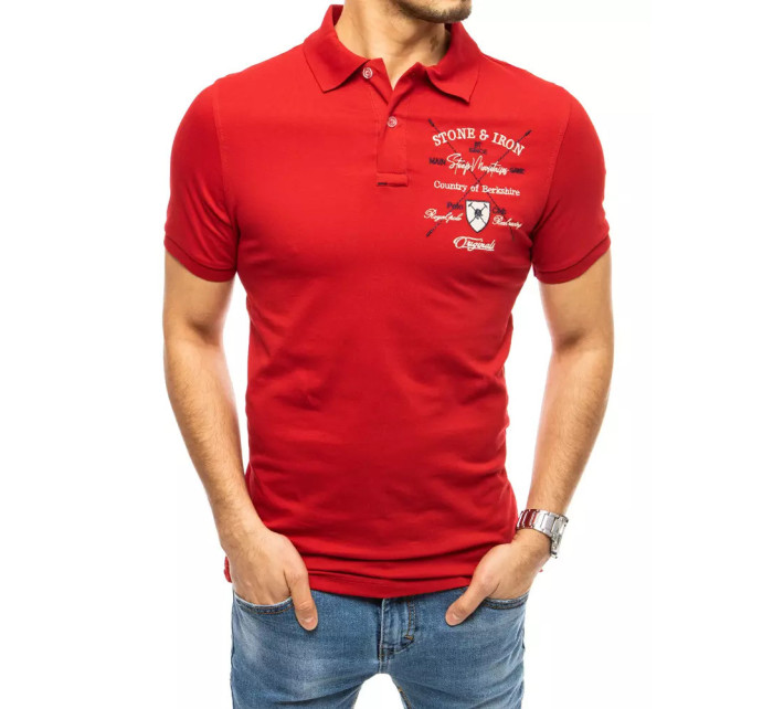 Červené pánske polo tričko s výšivkou Dstreet PX0399
