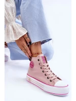 Dámské vysoké textilní tenisky na platformě Big Star LL274186 Růžová Dámské vysoké textilní tenisky na platformě Big Star LL274186 Růžová